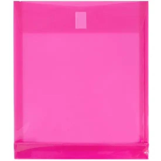 JAM Paper 9 3/4'' x 11 3/4'' 12pk Plastic Envelopes with Hook & Loop Closure, 1" Expansion, Letter Open End image {4}