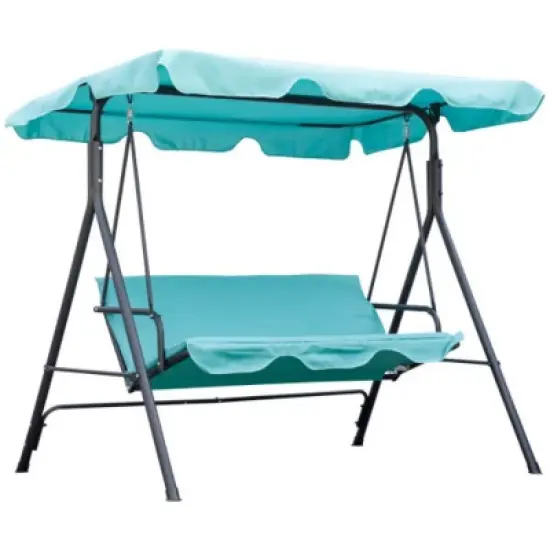 Syemin Patio Swings Outsunny Patio Porch Swing Chair for Garden with Adjustable Canopy, Steel Frame, Armrests, Green, 67.75"*43.25"*60.25" image {5}