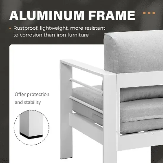 Heynemo Aluminum Patio Furniture Set with Coffee Table, Modern Outdoor Furniture Couch with Water-Resistant Cushion for Balcony Backyard image {1}