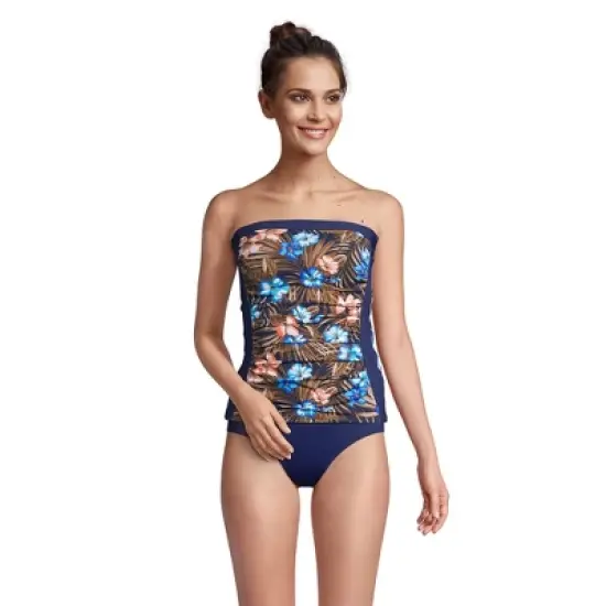 Lands' End Women's Strapless Bandeau Tankini Top Swimsuit with Removable and Adjustable Straps image {8}