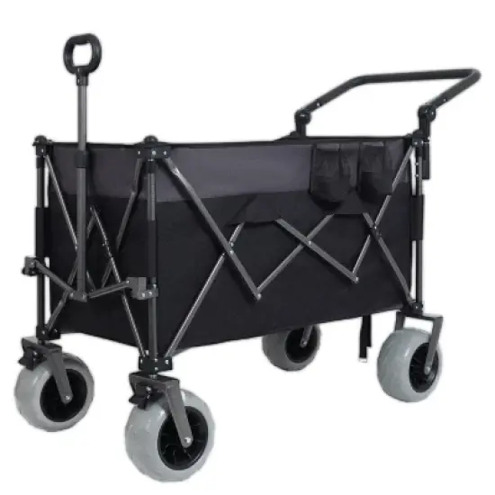 Multi-Functional Push-Pull Folding Wagon Cart with Rotating Handle & 9"x4" Beach Tires for Camping & Beach &uml;C300L XL Heavy-Duty, Large Capacity image {1}