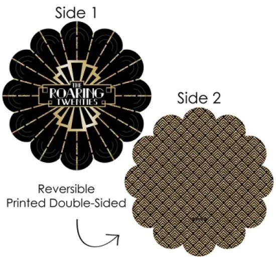 Big Dot of Happiness Roaring 20&rsquo;s - 1920s Art Deco Jazz Party Round Table Decorations - Paper Chargers - Place Setting For 12 image {2}