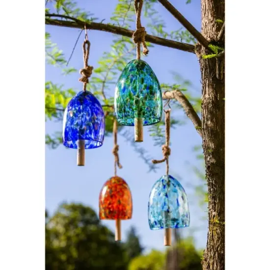 Evergreen Art Glass Speckle Turquoise Bell Chime image {4}