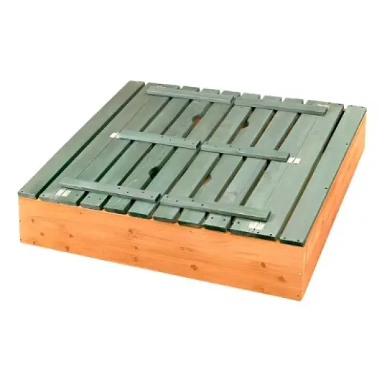 Badger Basket Covered Convertible Cedar Sandbox with Two Bench Seats - Natural/Green image {3}