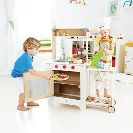 Hape Cook 'N Serve Kids Contemporary Design Pretend Play Wooden Cooking Kitchen image {1}