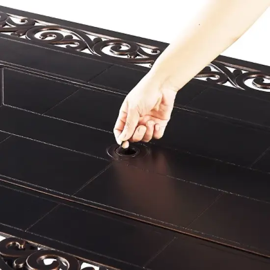 5pc Outdoor Dining Set with 48" Rectangle Fire Table & Deep Seating Swivel Rocking Chairs, Wind Blocker Lid & Covers - Oakland Living image {6}