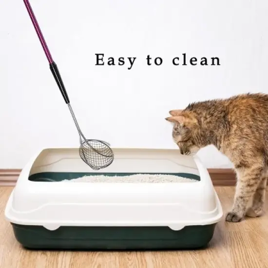 VOS Metal Cat Litter Scoop &ndash; 2 Pcs, Long Adjustable Stainless-Steel Handle from 21&rdquo;- 33&rdquo; image {4}