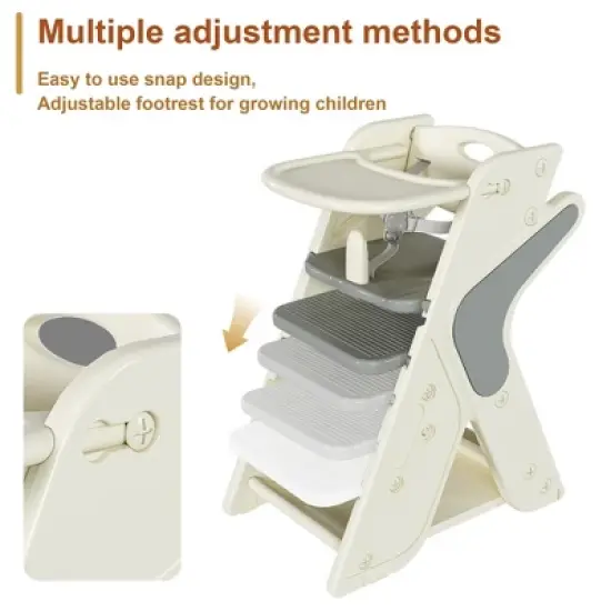 Gulches Multi-Functional Toddler Dining Chair - Adjustable Height Tower, 5-Point Belt, Movable Plate image {6}