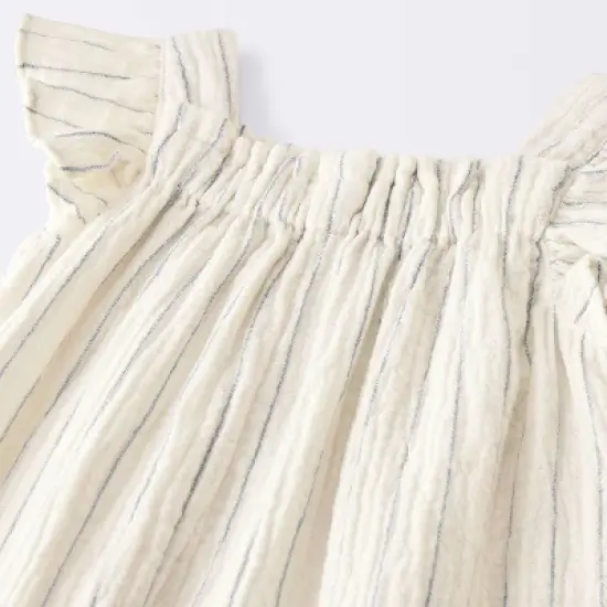 Baby Girls' Striped Gauze Long Legged Romper - Cloud Island&trade; Cream image {2}