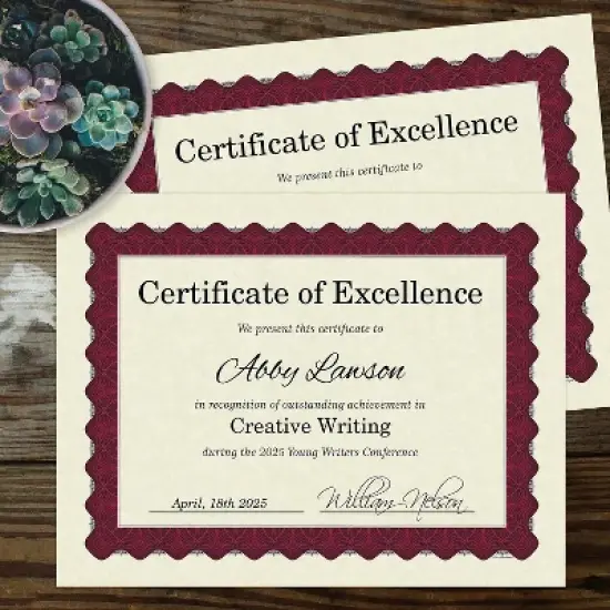 Great Papers Certificates 8.5" x 11" Beige and Mattec Red 25/Pack (934125) image {2}