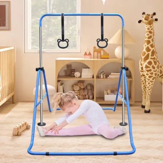 Gulches Blue Multi-Functional Adjustable Height Children's Horizontal Gymnastic Bar With Bear Rings image {2}