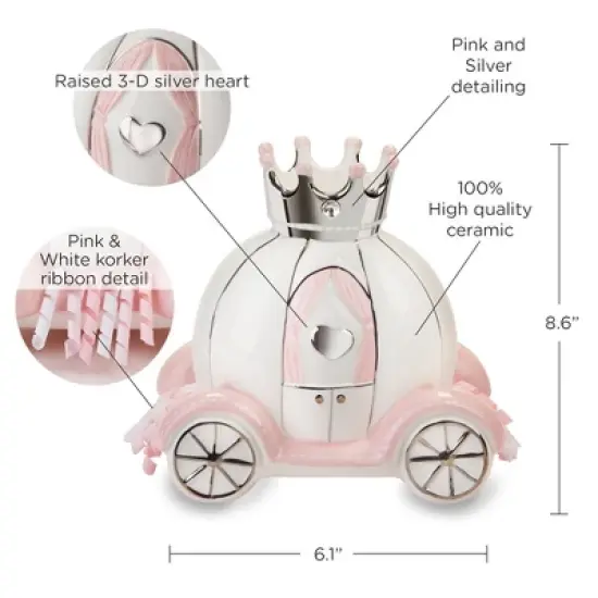 Baby Aspen "Little Princess" Carriage Ceramic Piggy Bank | BA21017NA image {5}