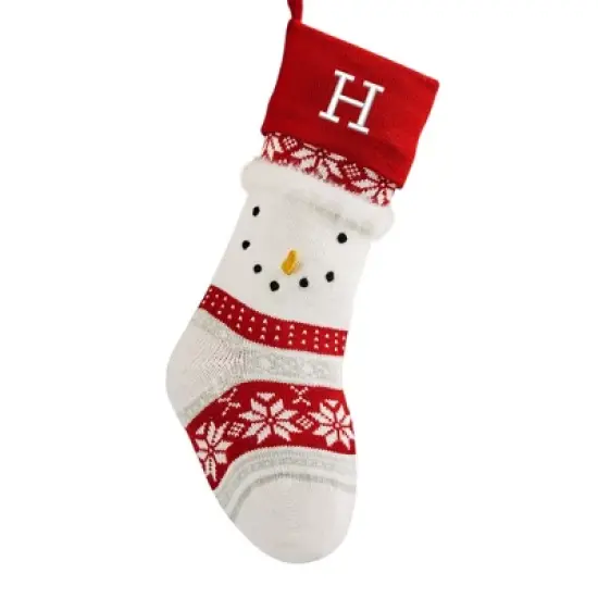 Personalization Mall Winter Snowman Embroidered Initial Knit Stocking image {11}