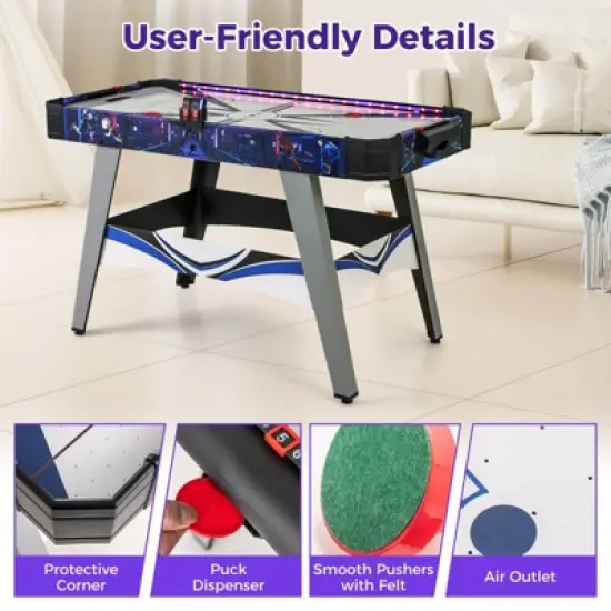 Costway 54'' Air Hockey Game Table w/2 Pushers Pucks Adjustable Foot Pads LED Scoreboard image {9}