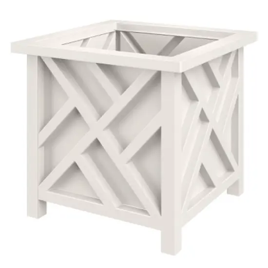 15.5-inch Lattice Design Planter Box - Decorative Outdoor Flower or Plant Pot - Front Porch, Patio, and Garden Decor by Pure Garden image {17}