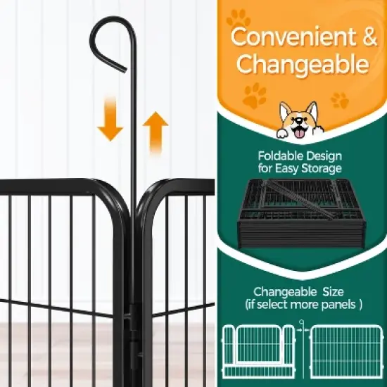 Yaheetech 12 Panel Dog Playpen Dog Exercise Pen Cat Fence, Black image {6}