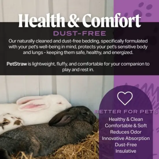 HealthiStraw PetStraw Mini, All-Natural, Multi-length Cut Sustainable Wheat Straw Bedding, Dust-Free, Soft Comfortable, 38 L image {2}