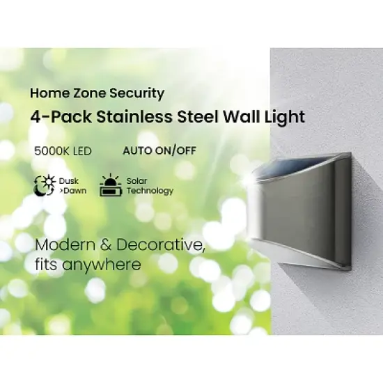Home Zone Security&reg; 4-Pack Decorative Outdoor Solar Wall Lights Wall, Fence Post, or Step in Silver image {10}