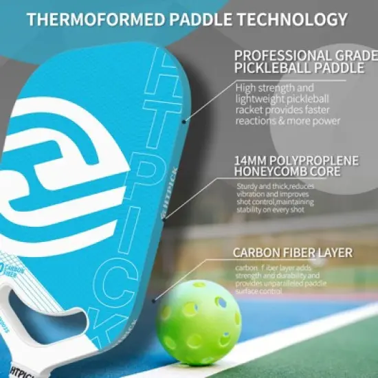 Aukfa Carbon Fiber Pickleball Racquet &ndash; 14mm polypropylene honeycomb core, watermark matte finish, thermoformed, lightweight professional racket image {3}