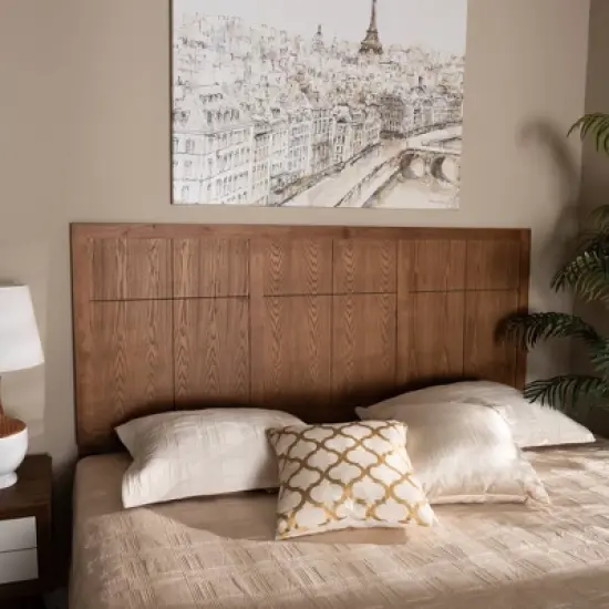 Monroe Modern and Rustic Wood Headboard Walnut - Baxton Studio image {6}