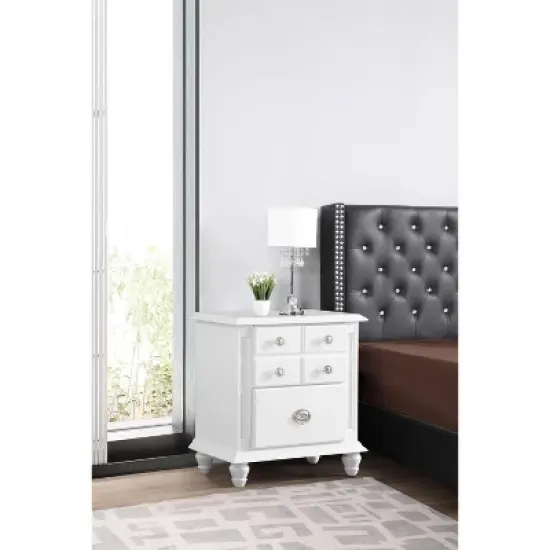 Passion Furniture Summit 5-Drawer White Nightstand (27 in. H x 16 in. W x 24 in. D) image {6}