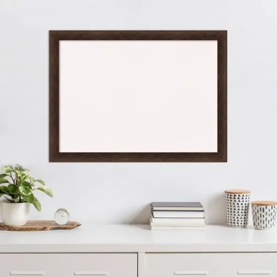 31"x23" Narrow Wood Frame White Cork Board Warm Walnut - Amanti Art: Wall-Mounted, Custom Crafted image {8}
