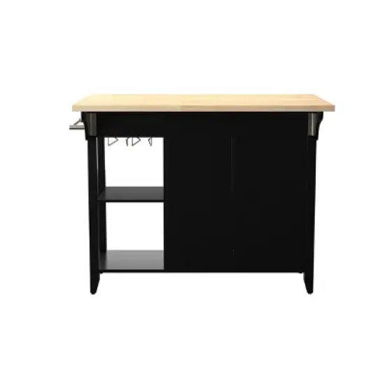 Ultom Expandable Freestanding Kitchen Island Black/Natural - Aiden Lane image {6}