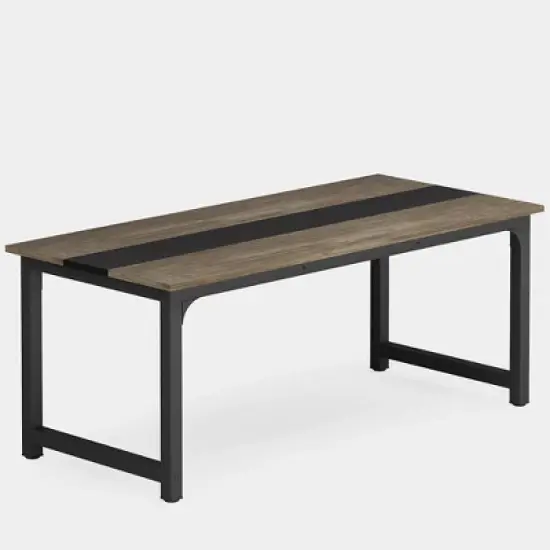 Resenkos Computer Desk, Gaming Desk,Computer Desk, Office Desk Computer Table Study Writing Desk,Vintage Grey & Black Gray image {2}