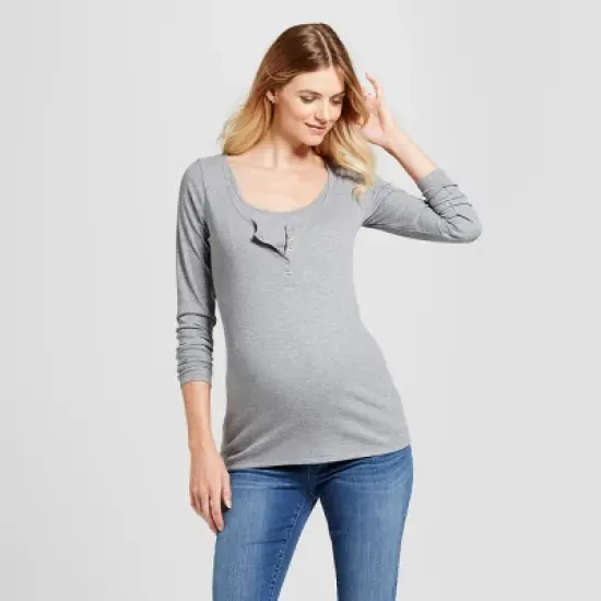 Long Sleeve Nursing Henley Maternity Top - Isabel Maternity by Ingrid & Isabel&trade; image {3}