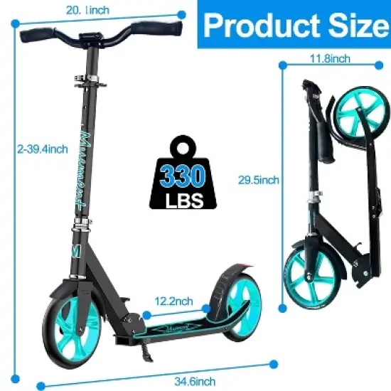 Musment Foldable Scooter -200mm Big Wheels 4 Levels Height Adjustable for Kid, Teens & Adults image {5}