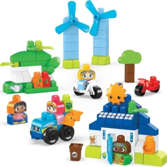 MEGA BLOKS Toy Blocks Build & Learn Eco House with 4 Figures - 88pcs image {5}