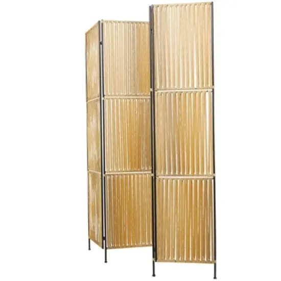 Natural Rattan Room Divider Screen Light Brown - Novogratz image {4}