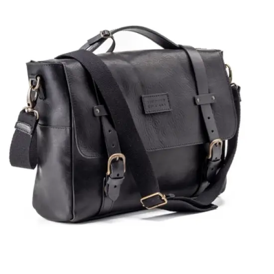 THE DUST COMPANY Leather Messenger Black image {2}