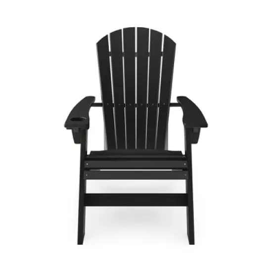 Black Adirondack Chair &uml;C Sturdy HDPE Poly Lumber for Poolside, Patio, and Garden Relaxation image {1}