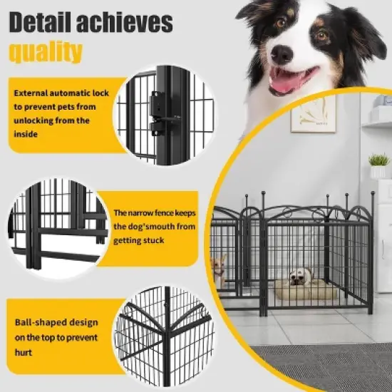 Dog Playpen Indoor, 24 inch 8 Panels Metal Dog Pen Pet Dog Fence Outdoor Exercise Pen with Doors, Indoor Outdoor Foldable Pet Exercise Pen image {4}