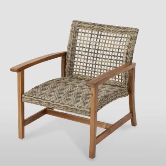 Hampton 4pk Wicker Mid-Century Club Chairs - Natural/Gray - Christopher Knight Home image {4}