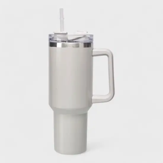 40oz Stainless Steel Insulated Tumbler with Handle and Straw Lid image {7}