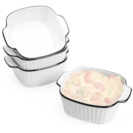 Itopfox 13Oz Ceramic Baking Dishes Set of 4, Square Baking Dishes for Air Fryer, Ceramic Bakeware with Handles, Oven & Microwave Safe image {7}