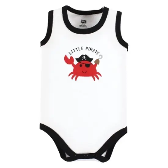 Hudson Baby Infant Boy Cotton Sleeveless Bodysuits, Pirate Shark image {4}