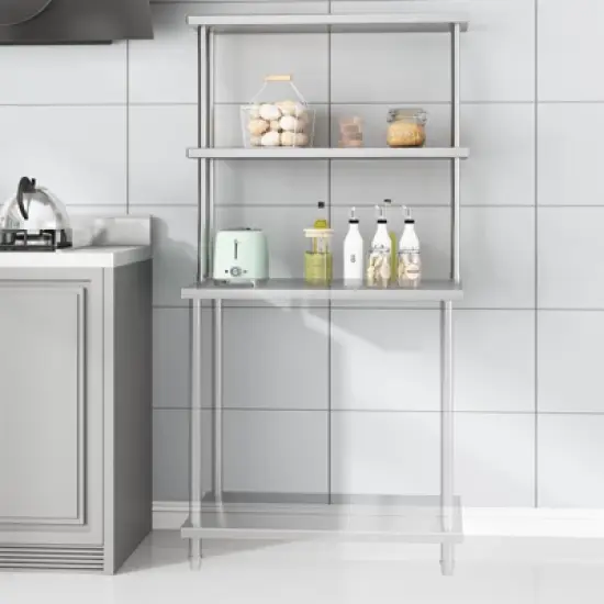 Stainless Steel Overshelf for Prep & Work Table/Shelves，Heavy Duty Metal Worktable for Home Kitchen Restaurant Garage Warehouse image {7}