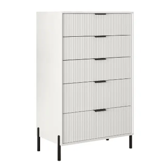 Festivo 3pc Modern Elegance 2 Drawer Nightstands and 5 Drawer Chest Set Off-White image {4}