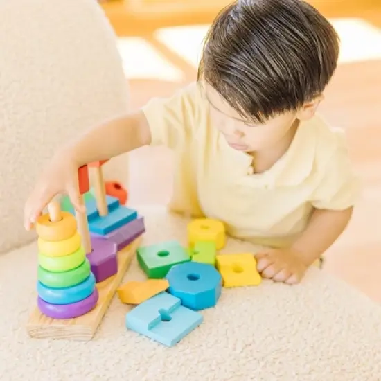 Melissa & Doug Geometric Stacker - Wooden Educational Toy image {5}