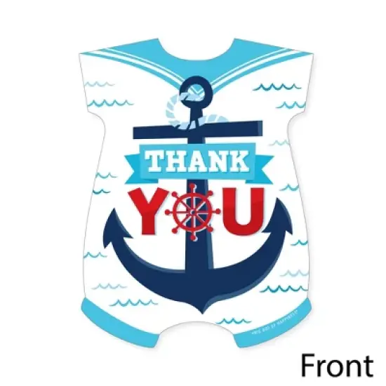 Big Dot of Happiness Ahoy It's a Boy - Shaped Thank You Cards - Nautical Baby Shower Thank You Note Cards with Envelopes - Set of 12 image {2}