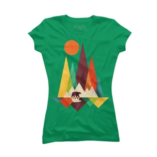 Junior's Design By Humans Mountain Bear By radiomode T-Shirt image {10}