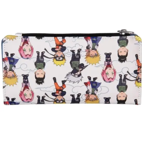 Naruto Shippuden Chibi Figures Snap Closure Faux Leather Wallet For Women White image {1}