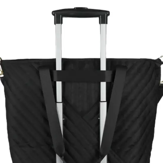 Rachel Rachel Roy Black Quilted Fabric 21" Weekender Tote image {2}