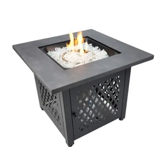 Endless Summer 30 Inch Square Outdoor UV Printed 50,000 BTU LP Gas Fire Pit​ Table with Faux Mantel and Stamped Steel Base image {6}