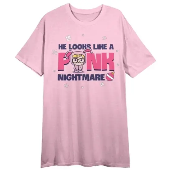 A Christmas Story Me Looking Like a Pink Nightmare Women's Pink Short Sleeve Sleep Shirt image {3}