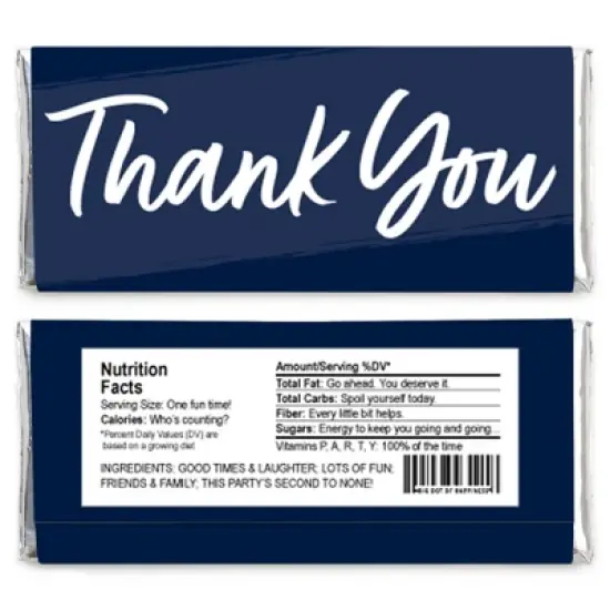 Big Dot of Happiness Navy Blue Elegantly Simple - Candy Bar Wrapper Guest Party Favors - Set of 24 image {1}