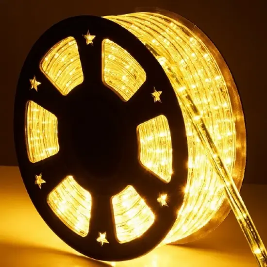 Costway 100' 2 Wire LED Rope Light Christmas Decorative Party In/Outdoor 110V Warm White image {5}